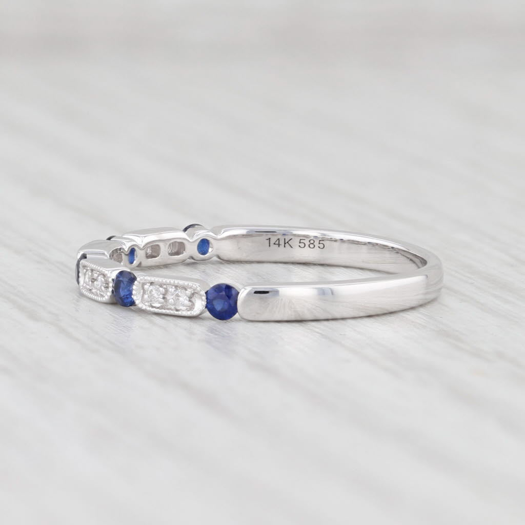 Light Gray New 0.21ctw Diamond Sapphire Stackable Ring 14k White Gold Sz 6.75 Wedding Band