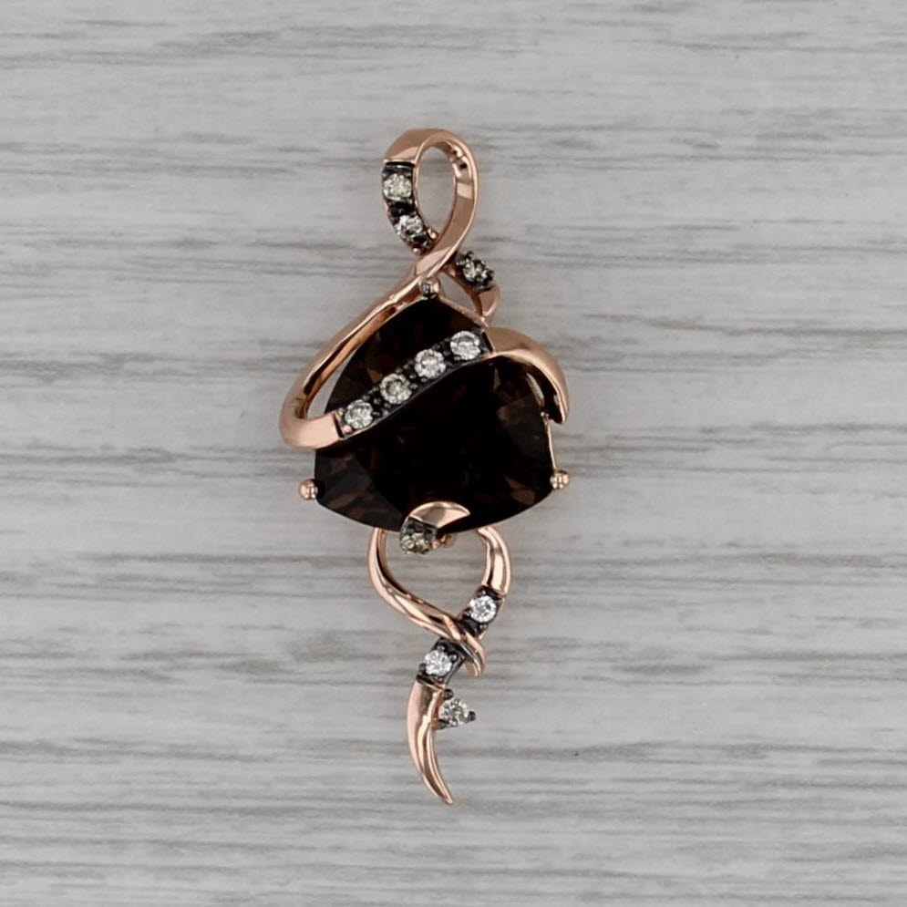 7.72ctw Smoky Quartz Diamond Pendant 14k Rose Gold