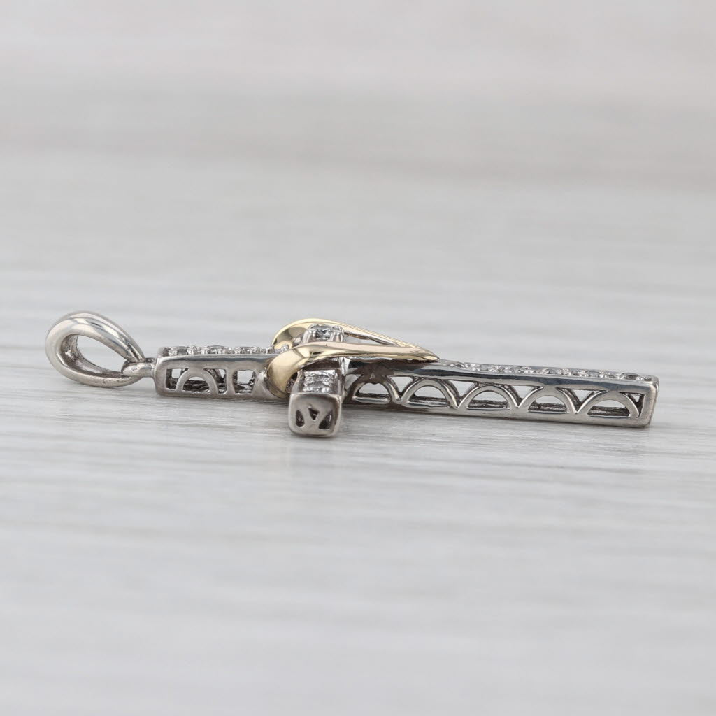 Diamond Heart Cross Pendant Sterling Silver 10k Yellow Gold