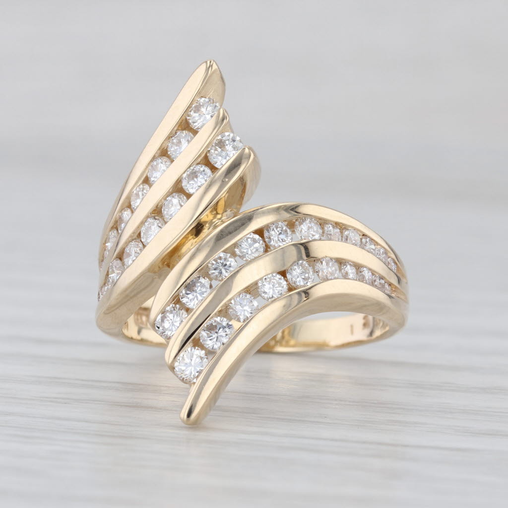 1.27ctw Diamond Rows Bypass Ring 14k Yellow Gold Size 8.25