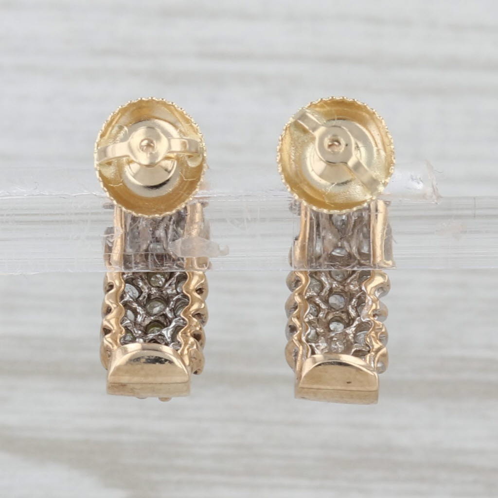 0.37ctw Diamond J-Hook Earrings 10k Yellow Gold Pierced Screw Backs