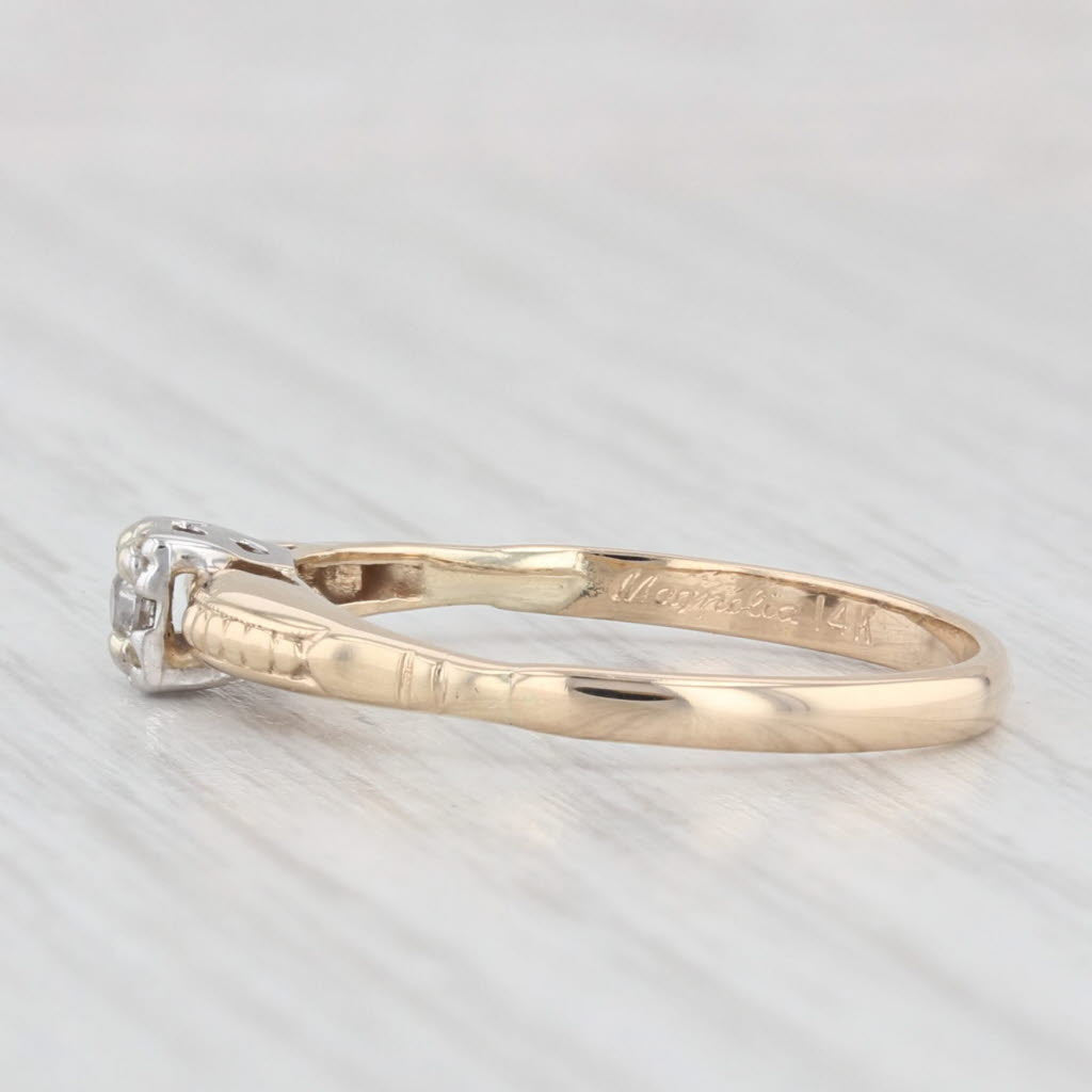 Light Gray Vintage Diamond Solitaire Engagement Ring 14k Gold Size 8 Old European Cut