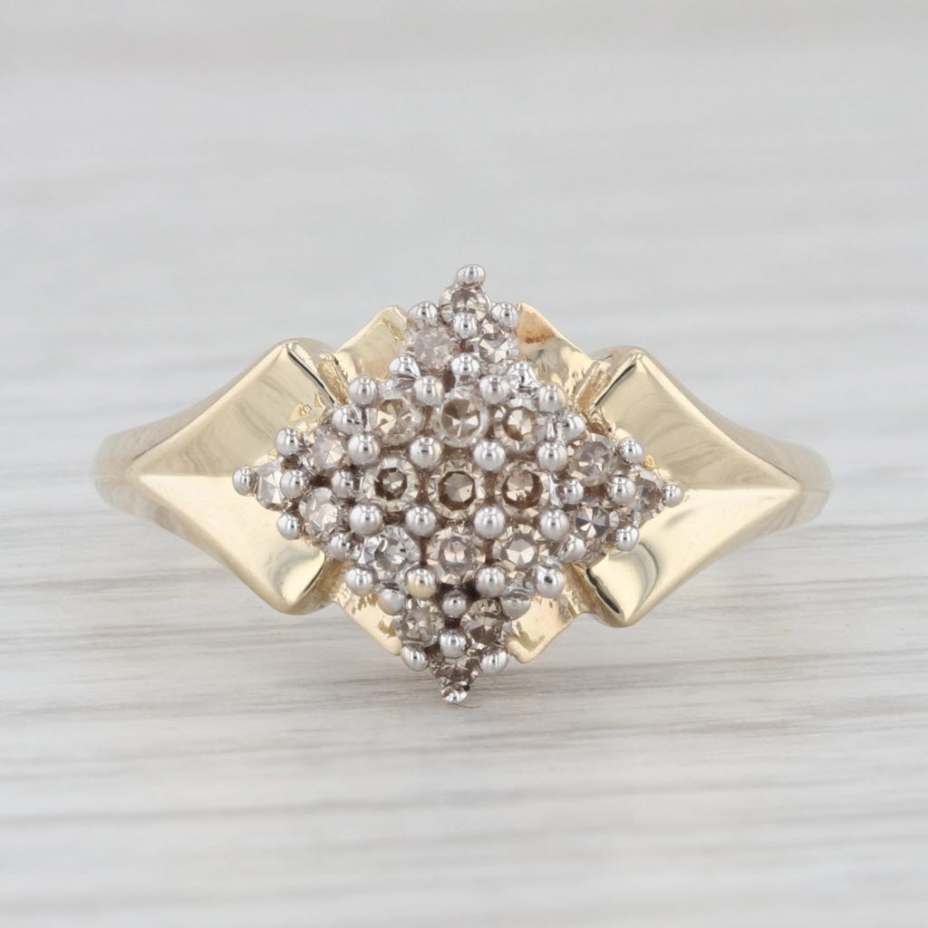 Light Gray 0.19ctw Diamond Cluster Ring 10k Yellow Gold Size 7.25