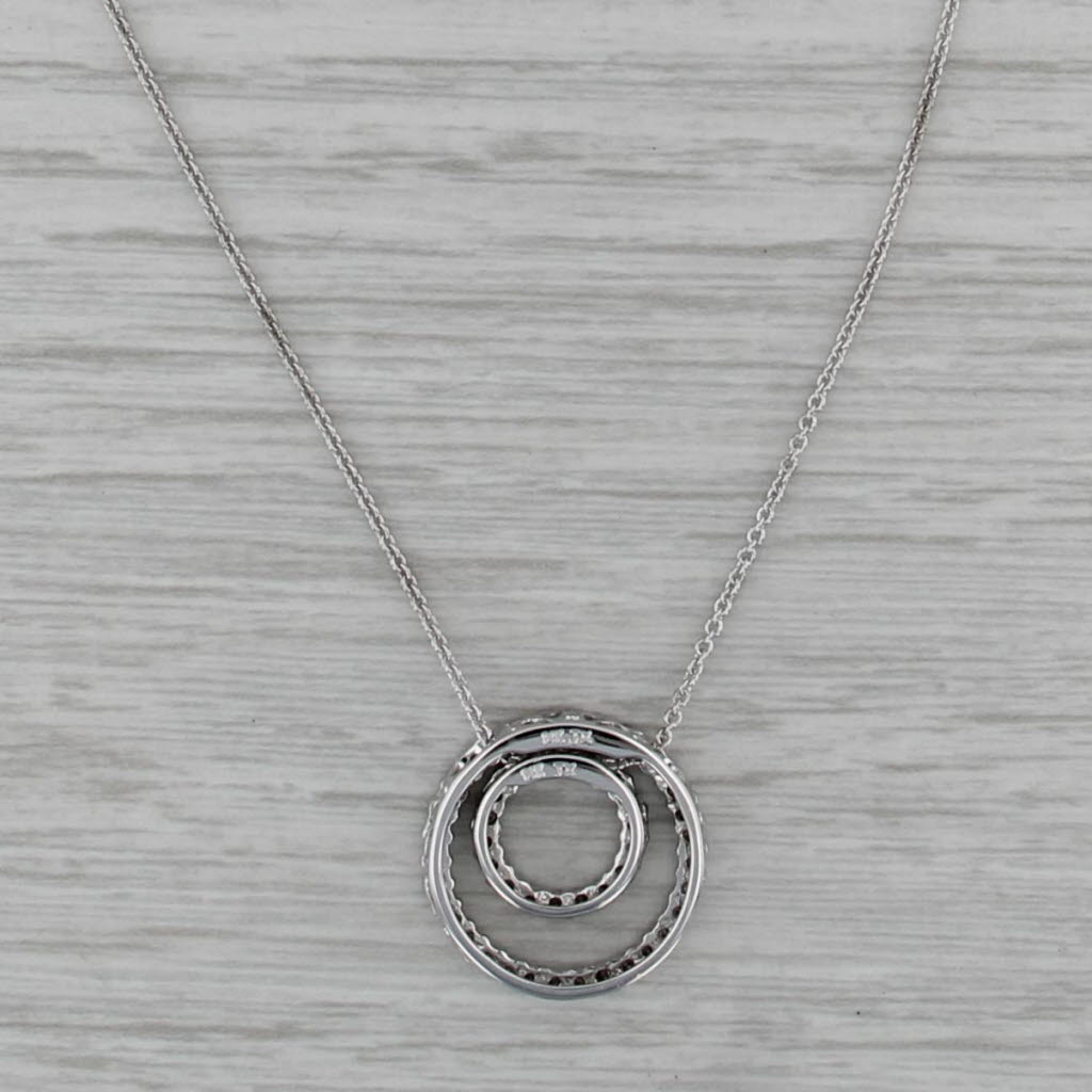 0.75ctw Diamond Double Eternity Circle Pendant 14k White Gold 16" Cable Chain