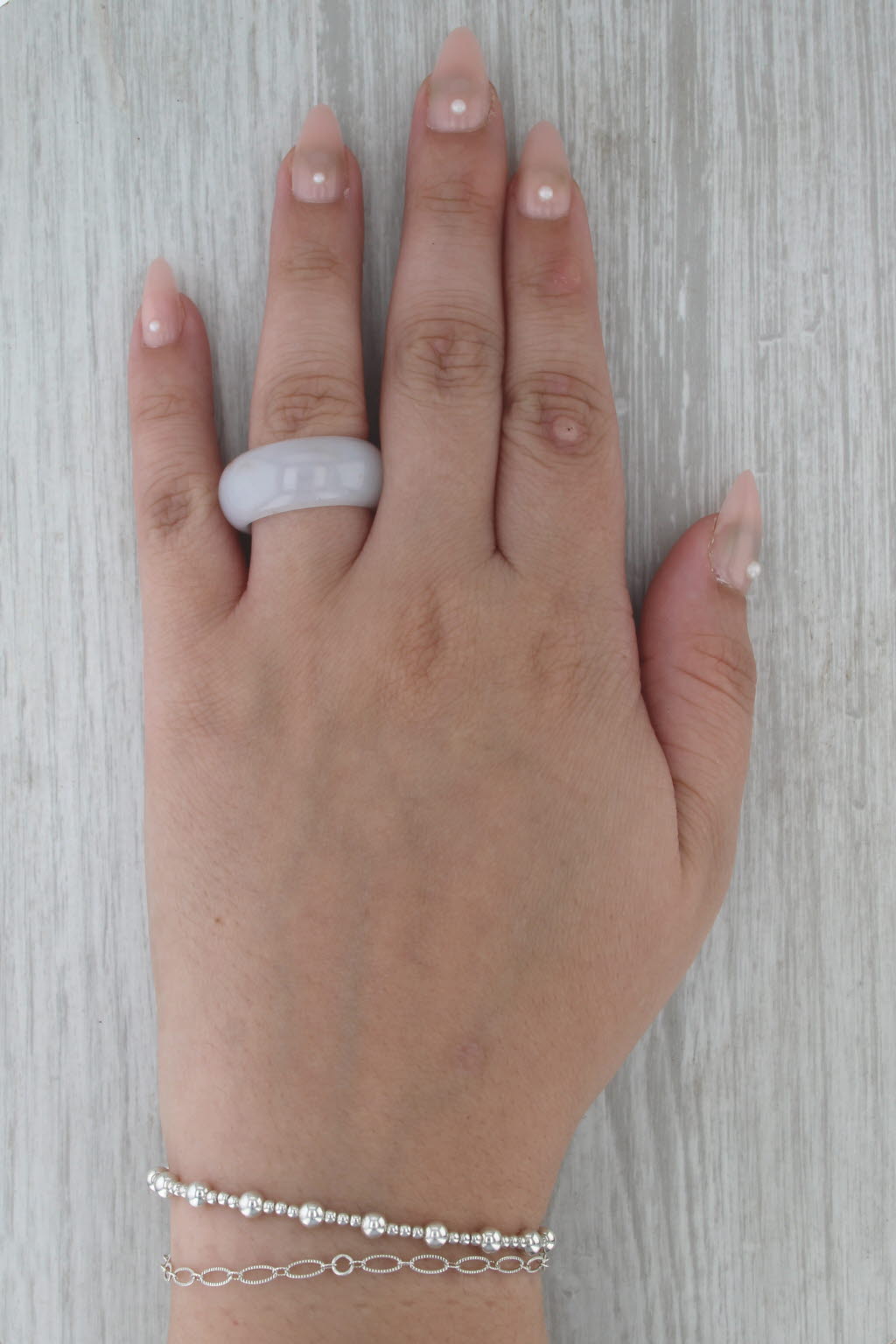 Marbled Jadeite Jade Band Ring Size 9.25 10.8mm