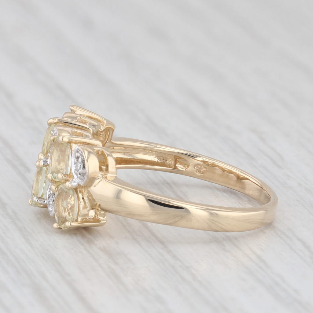 Light Gray 2.82ctw Yellow Heliodor Diamond Cluster Ring 14k Yellow Gold Size 7.25