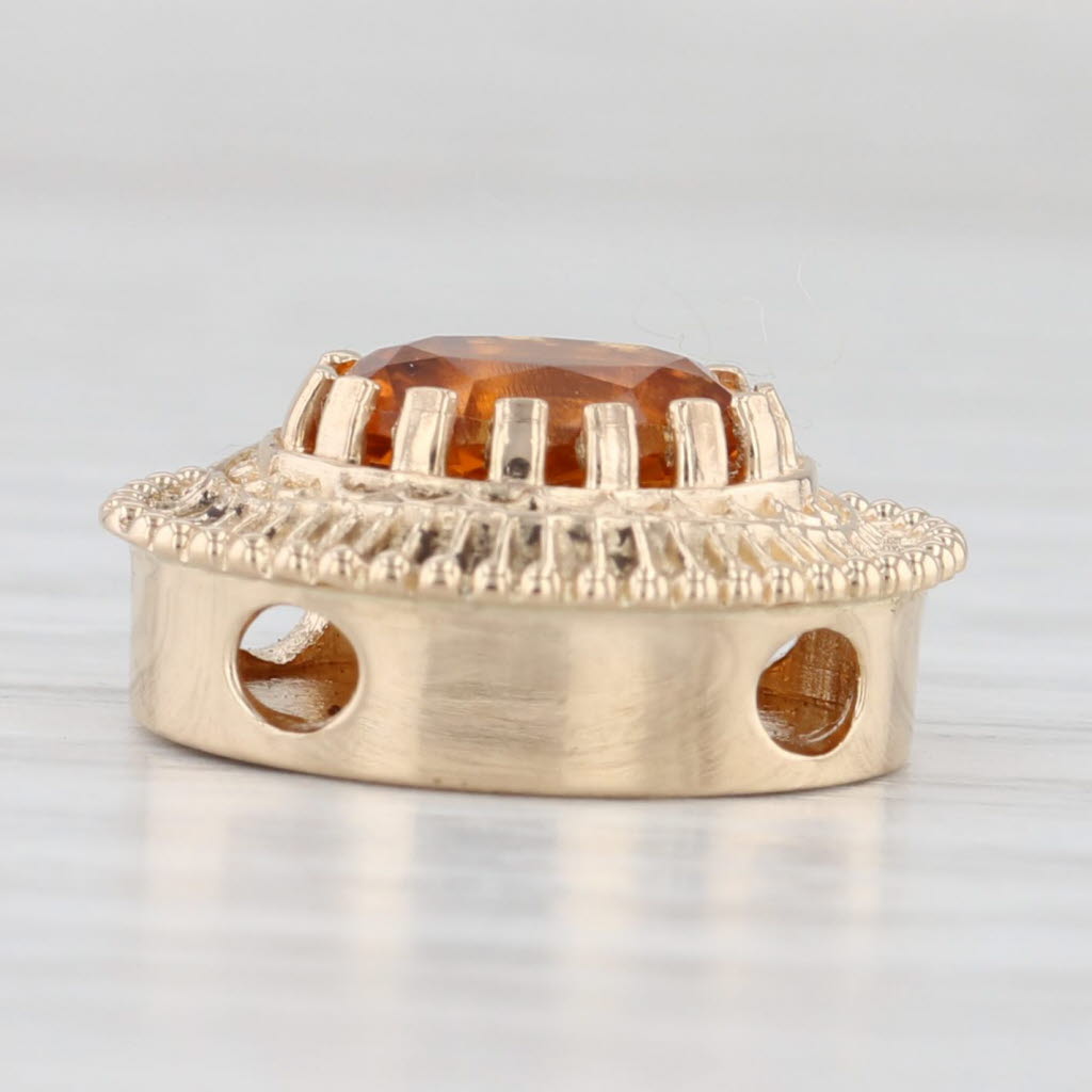 Light Gray 1.20ct Citrine Solitaire Slide Bracelet Charm 14k Yellow Gold Richard Glatter