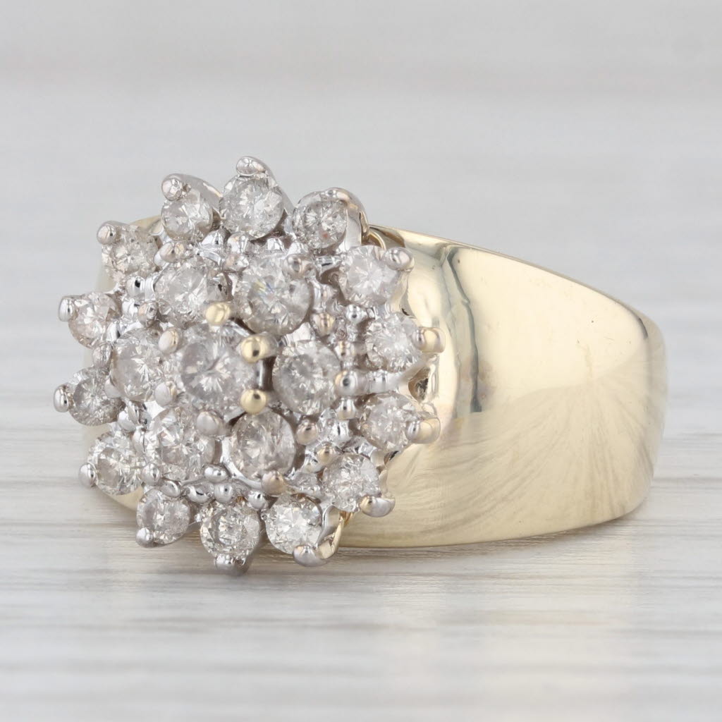 Light Gray 0.75ctw Diamond Cluster Ring 10k Yellow Gold Size 5.5 Cocktail
