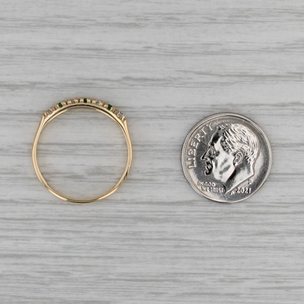 0.21ctw White & Green Cubic Zirconia Stackable Ring 18k Yellow Gold Sz 7.5 Band