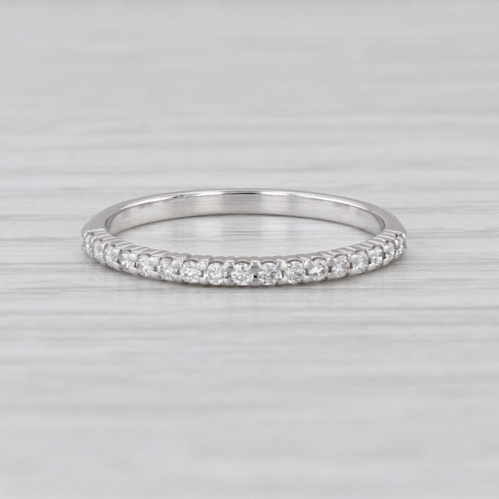 0.15ctw Diamond Wedding Band 14k White Gold Size 6 Stackable Ring