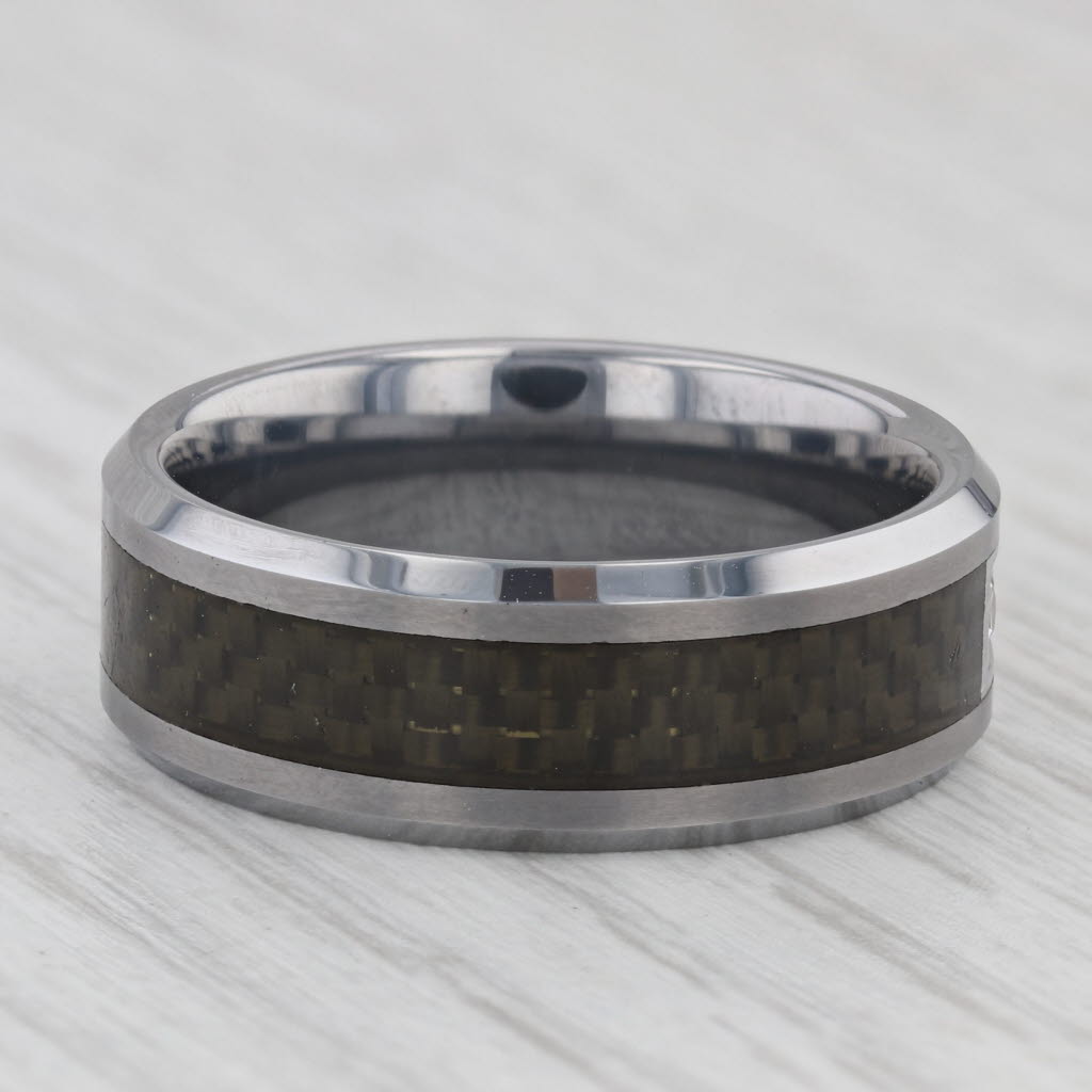 Light Gray New 0.15ctw Diamond Tungsten Carbide Ring Men's Wedding Band Size 11
