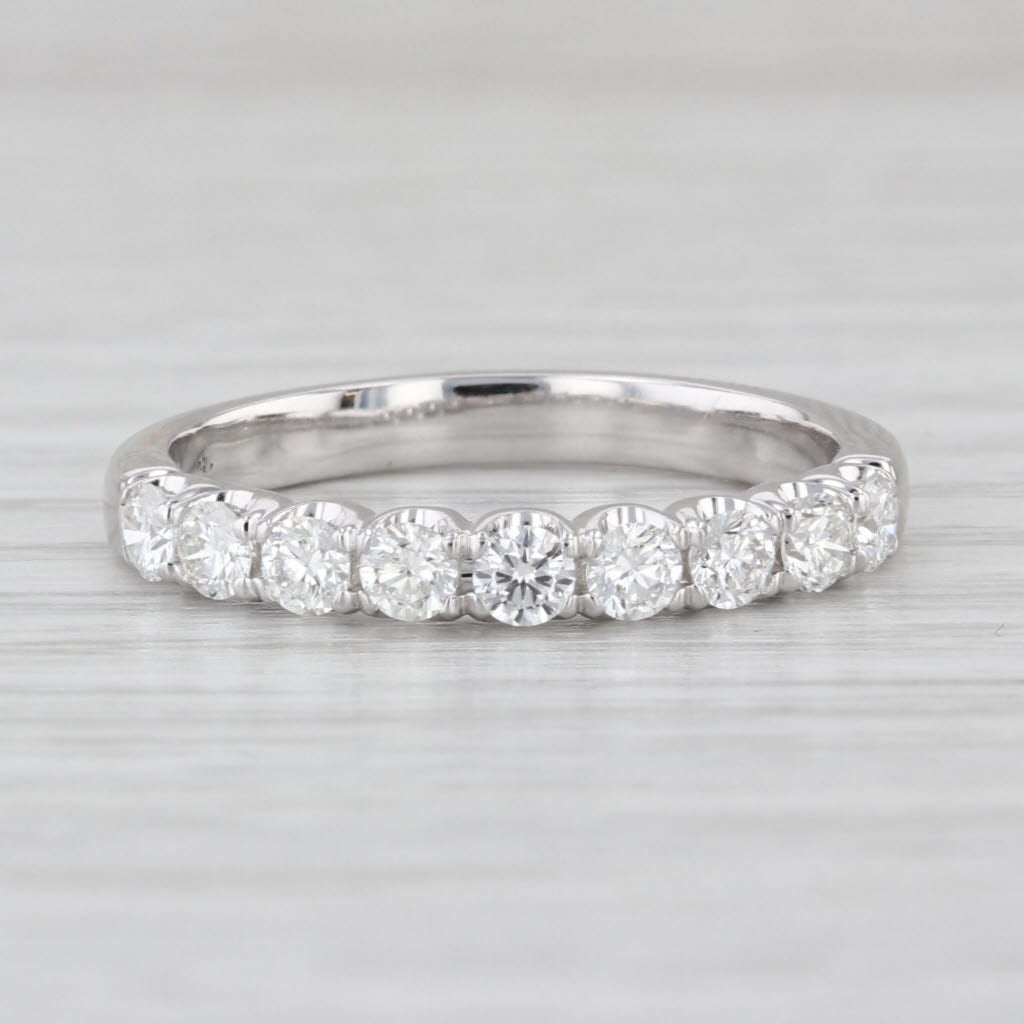 0.61ctw Diamond Wedding Anniversary Band 14k White Gold Stackable Sz 8-8.25 Ring