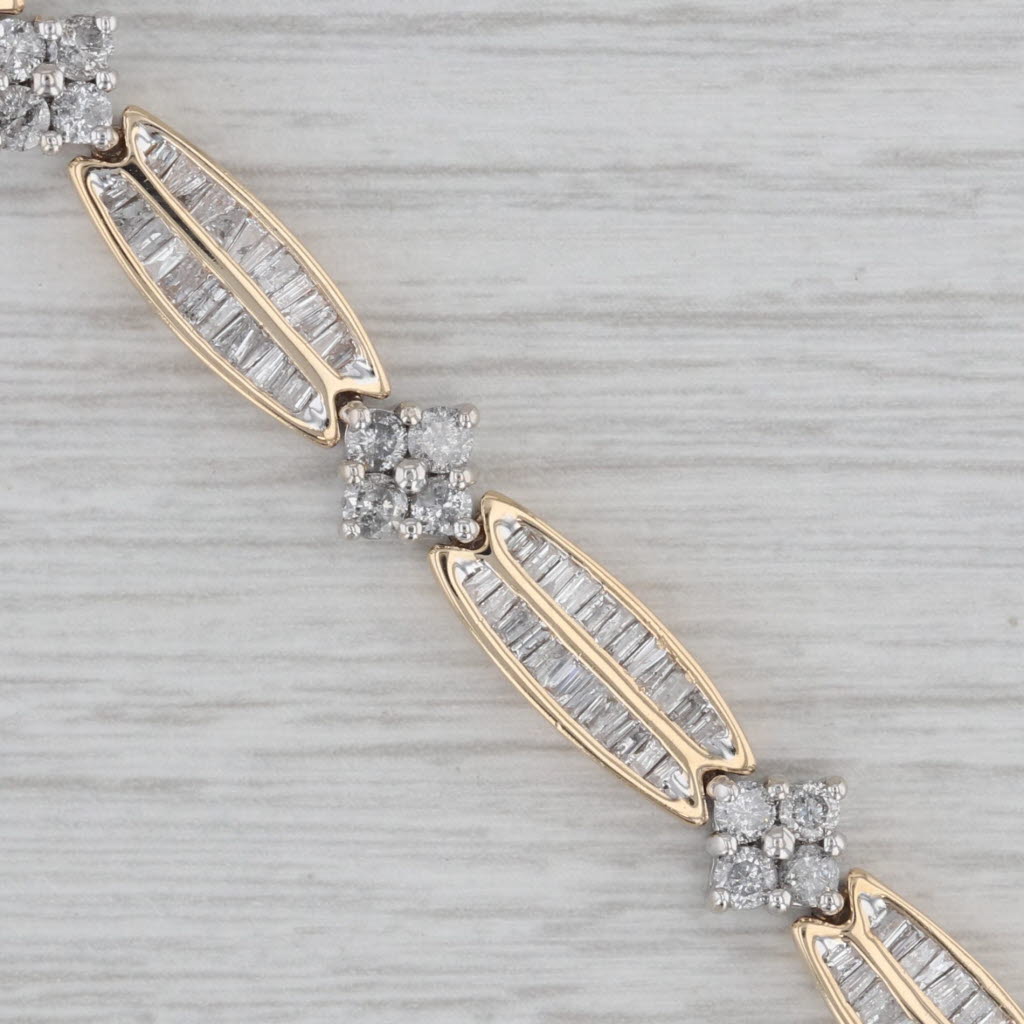 Gray 7" 5.70ctw Diamond Tennis Bracelet 14k White Yellow Gold 7.4mm