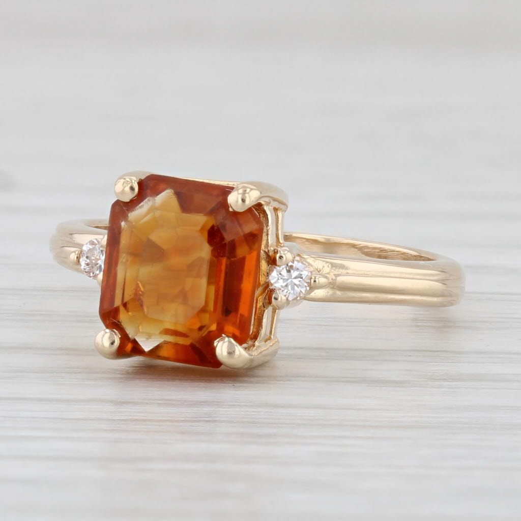 Light Gray 1.75ctw Orange Citrine Diamond Ring 14k Yellow Gold Size 6.5