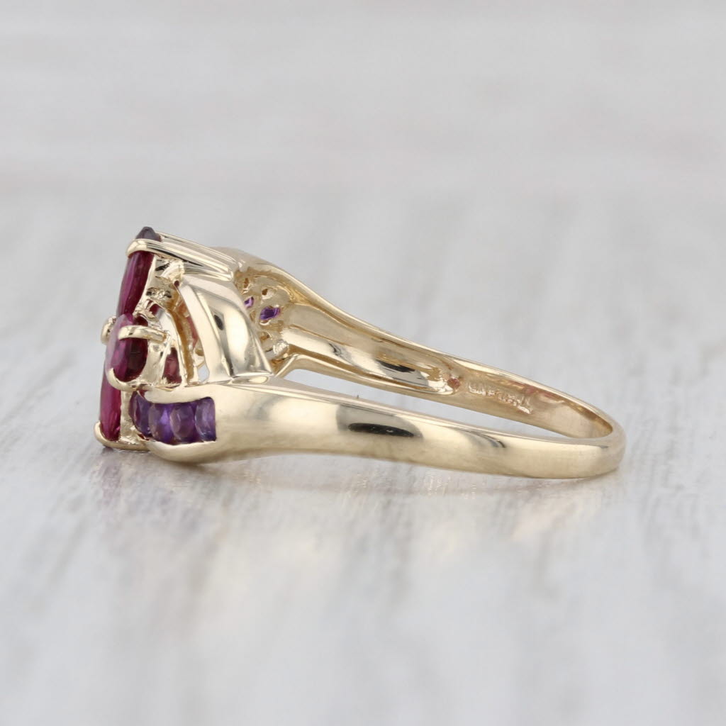 1.58ctw Garnet Flower Amethyst Bypass Ring 10k Yellow Gold Size 7.5