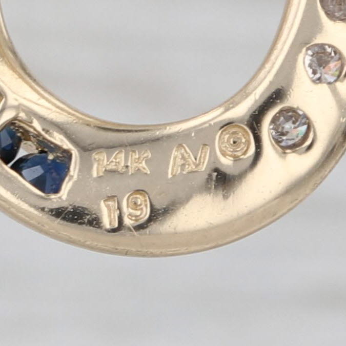 1.04ctw Blue Sapphire Diamond Hoop Earrings 14k Yellow Gold Snap Top Hoops