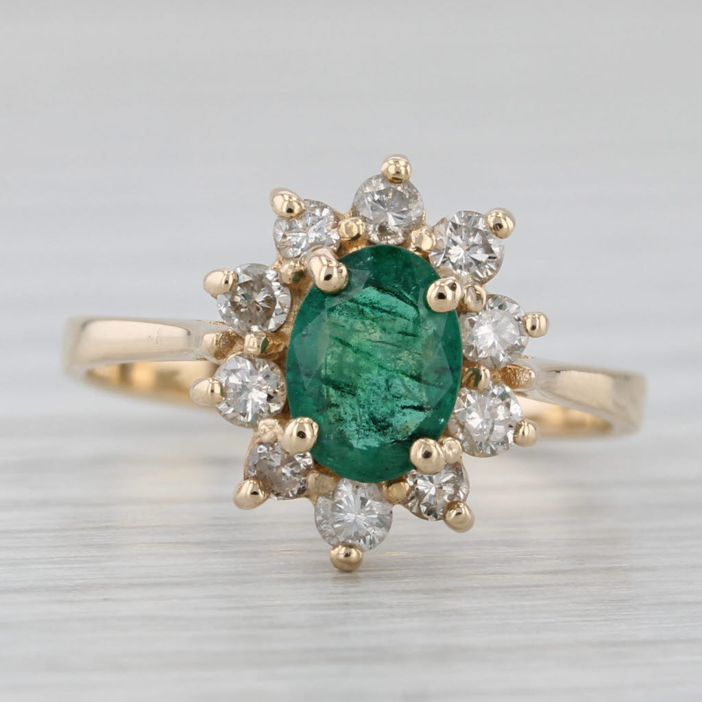 Gray 1.05ctw Emerald Diamond Ring 14k Yellow Gold Size 5.5