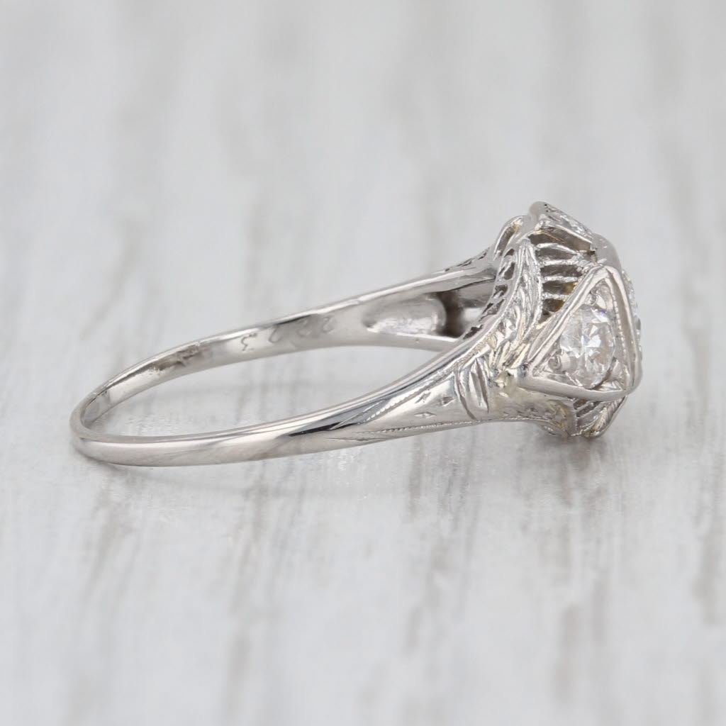 Art Deco 0.60ctw Diamond Engagement Ring Platinum Size 7 Vintage Filigree