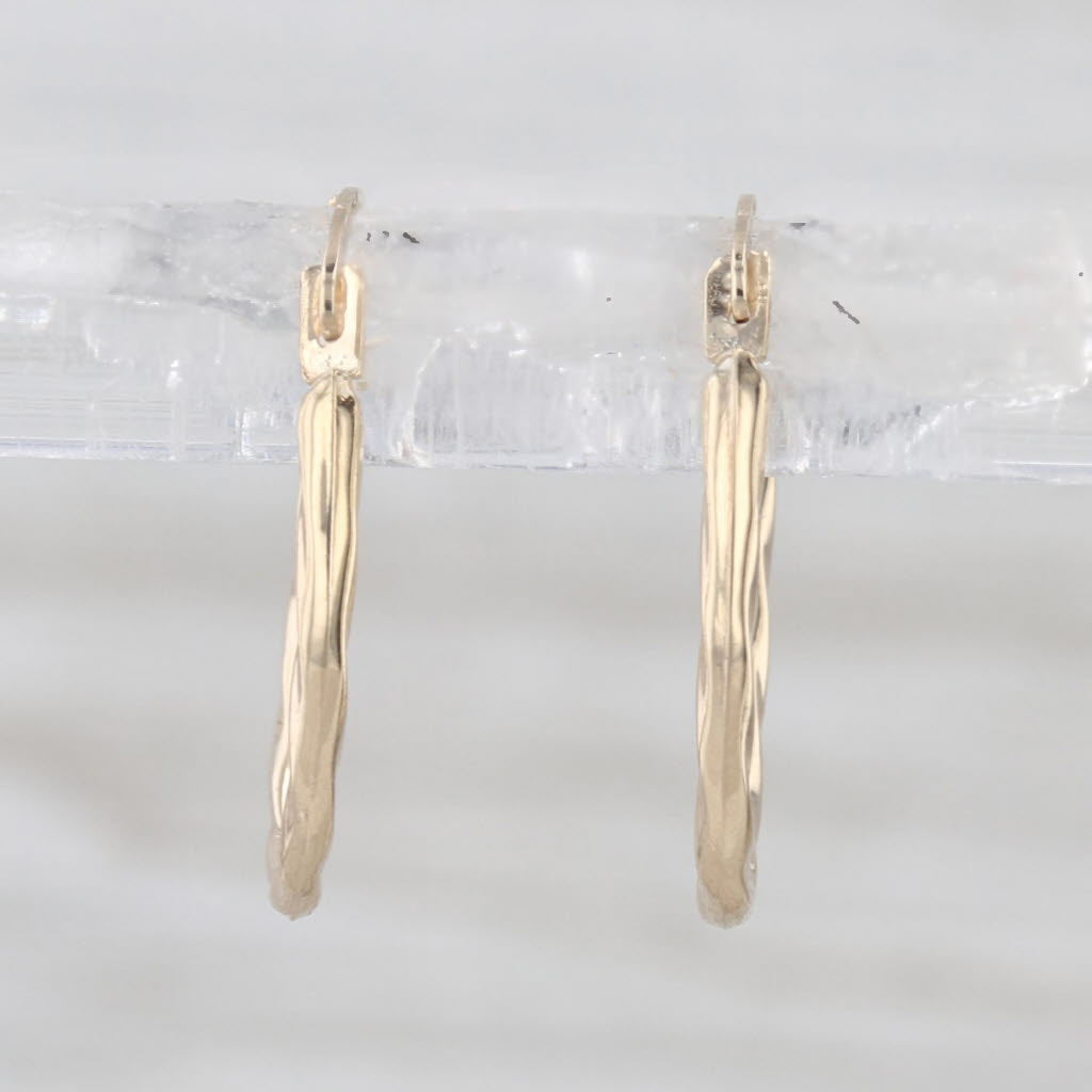 Small Oval Hoop Earrings 10k Gold Snap Top Posts Lightweight Hoops 15.5 x 1.3 mm