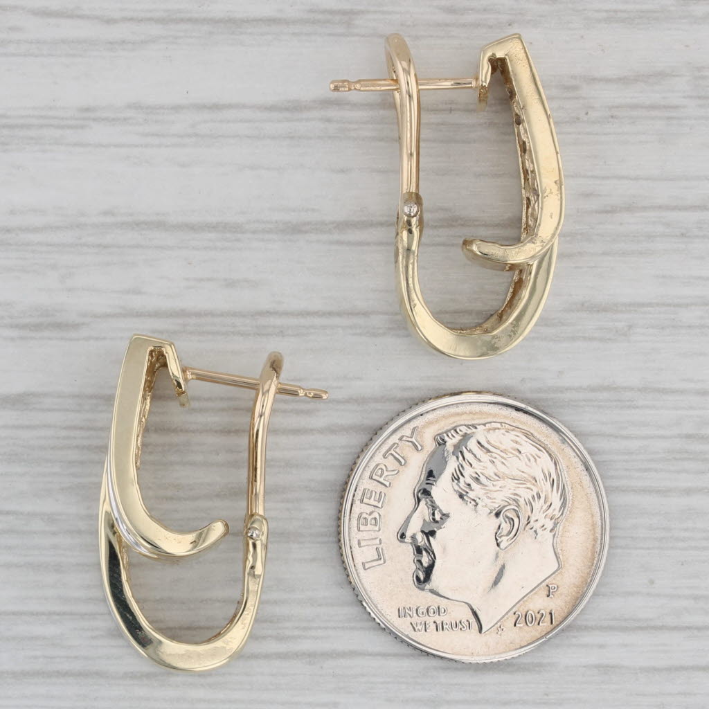 Gray 0.16ctw Diamond J-Hook Earrings 10k Yellow Gold Omega Backs