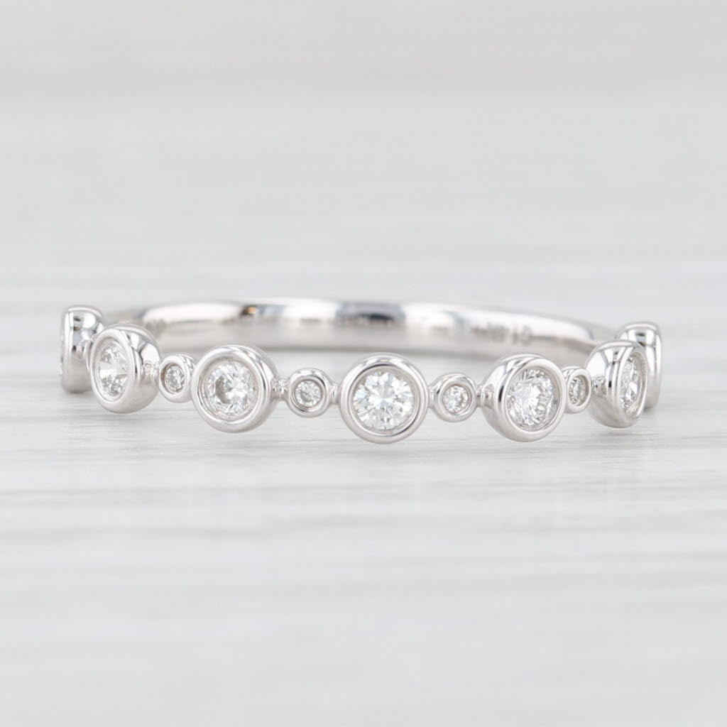Light Gray New 0.20ctw Diamond Wedding Band 14k White Gold Stackable Anniversary Ring 6.5