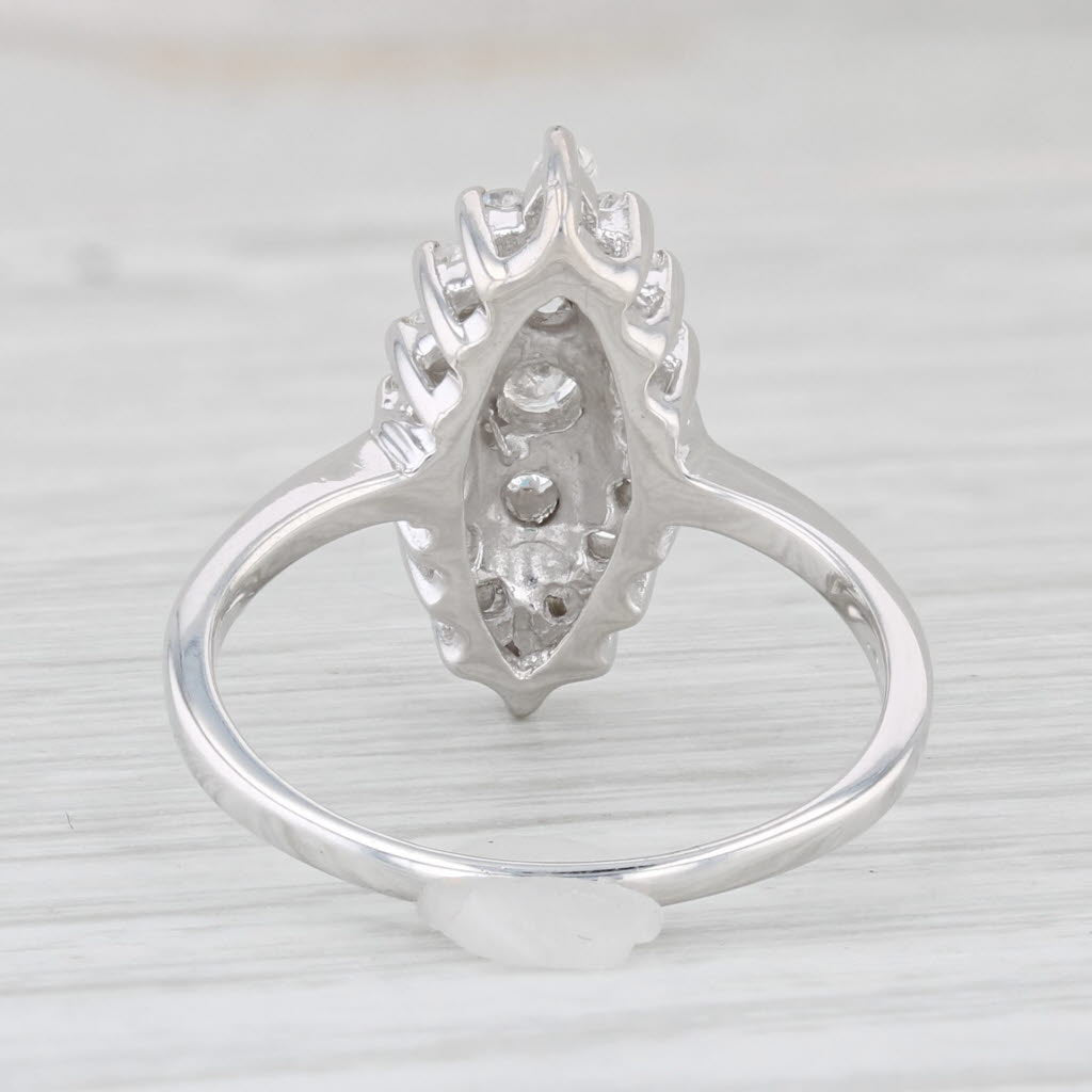 Light Gray 0.41ctw Diamond Halo Ring 14k White Gold Size 6.75 Marquise Shape Engagement