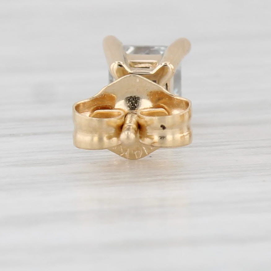 Light Gray 0.50ctw Diamond Princess Solitaire Stud Earrings 14k Yellow Gold