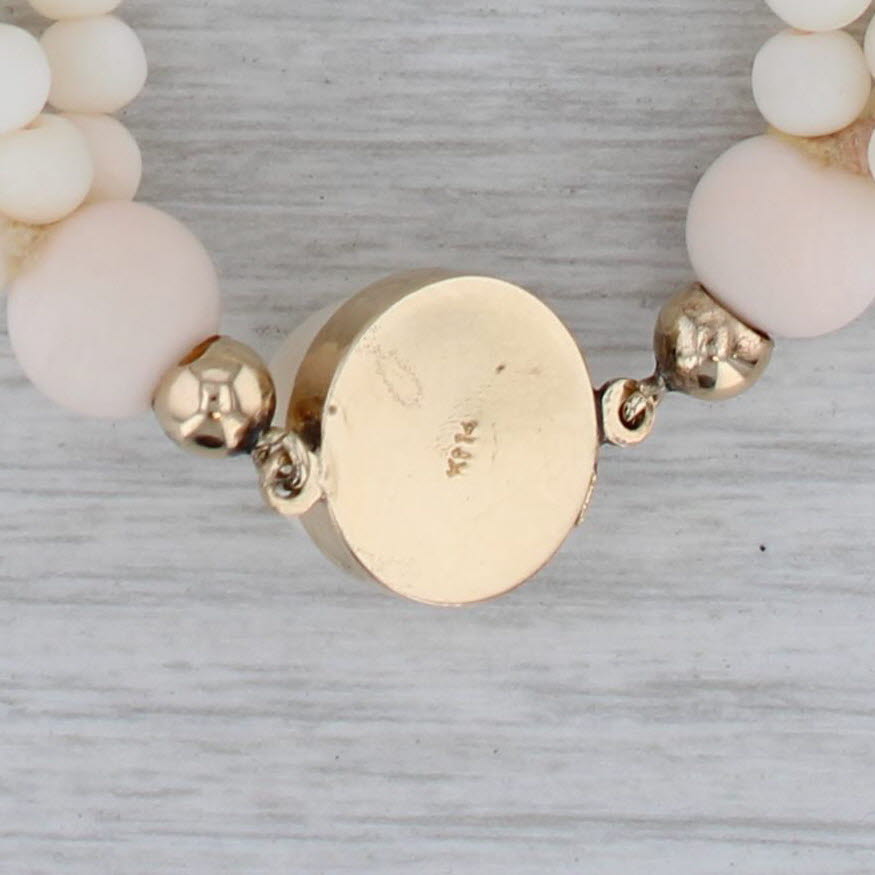 Gray 4 Strand Coral Bead Necklace 14k Gold Snap Clasp 19.5"