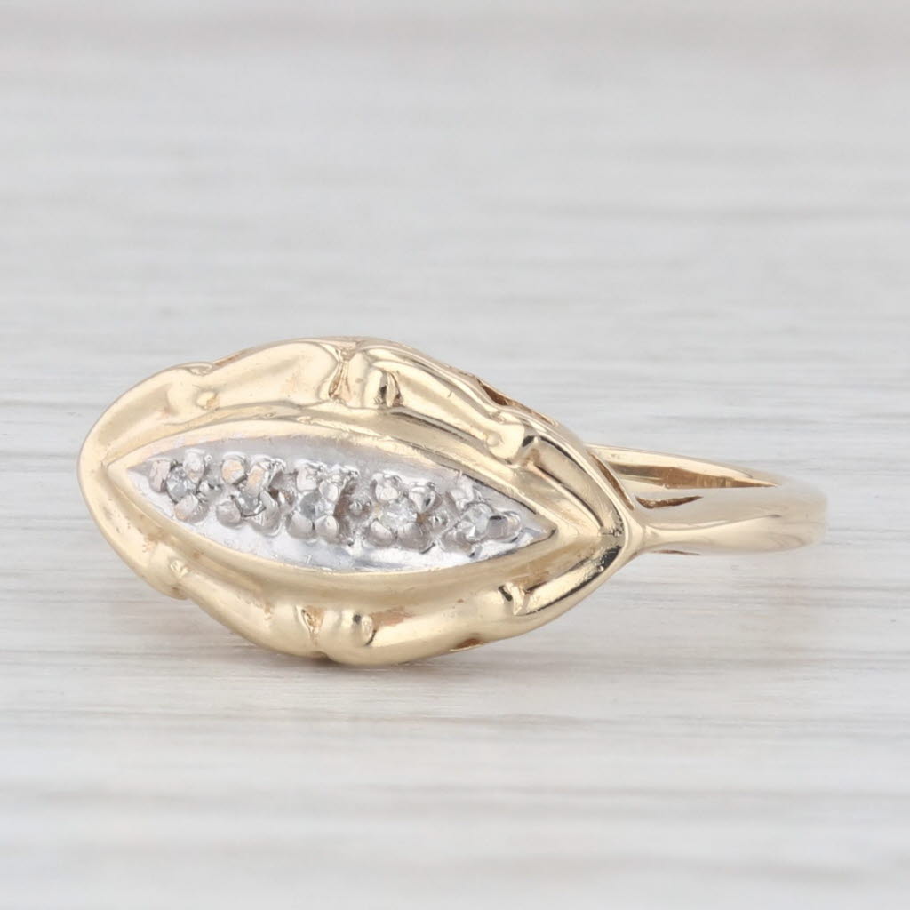 Light Gray Vintage Diamond Accented Ring 10k Yellow Gold Size 4.5