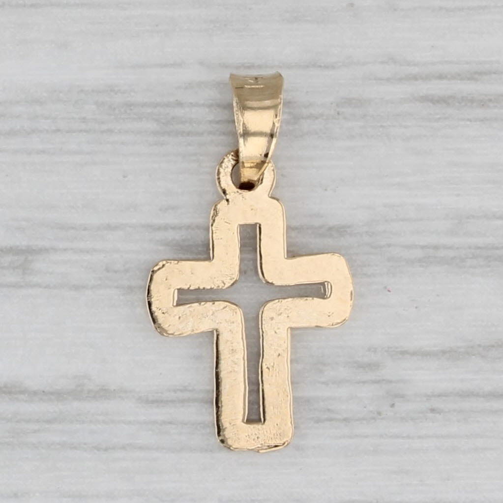 Gray Small Cross Pendant 14k Yellow Gold