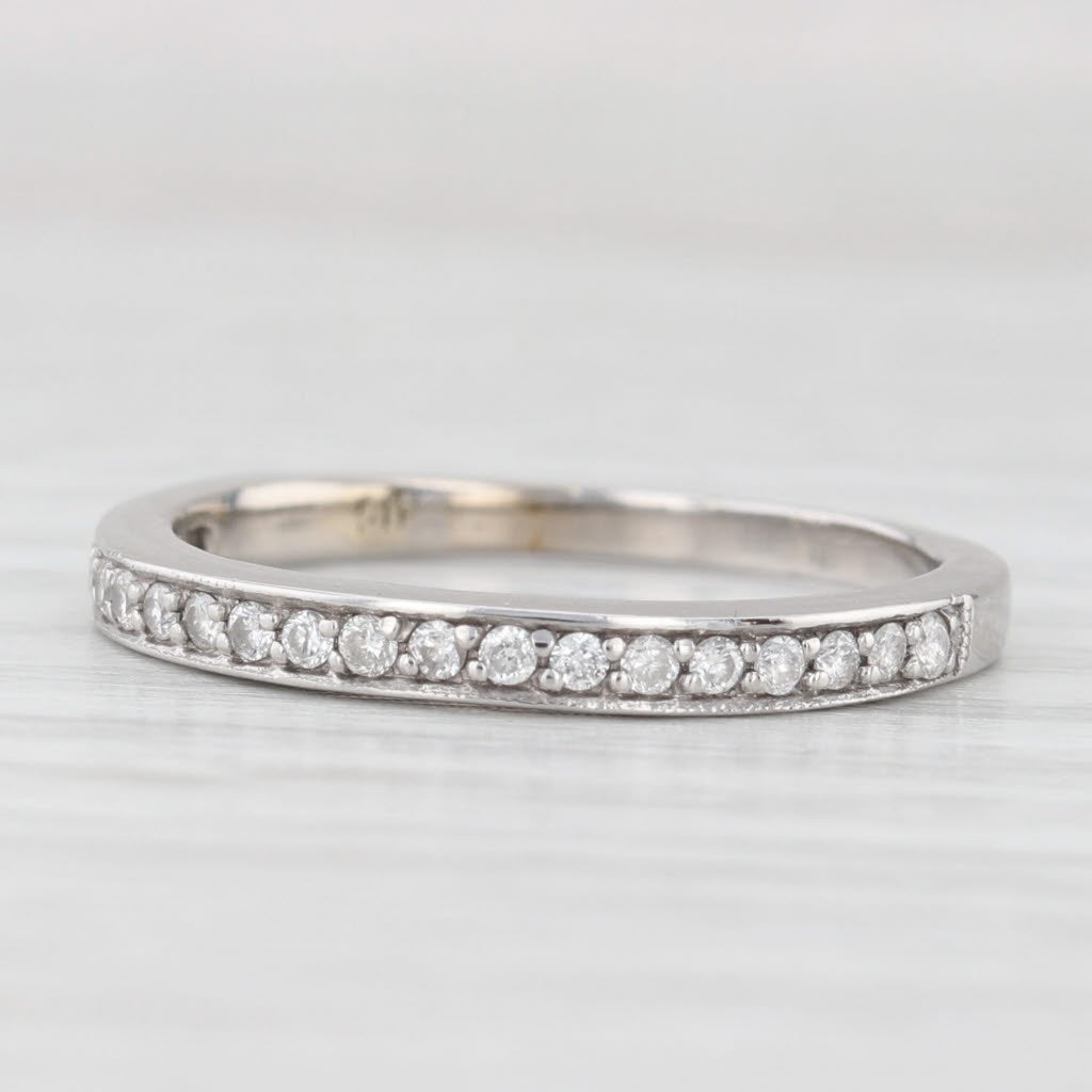 Light Gray 0.20ctw Diamond Wedding Band 14k White Gold Size 8 Stackable Bridal Ring