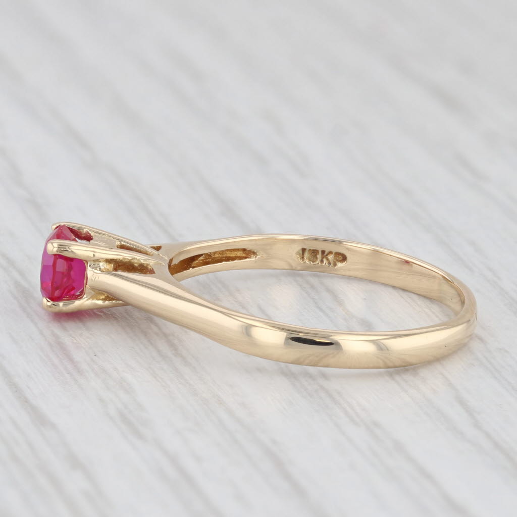 Light Gray 0.75ct Lab Created Ruby Ring 18k Yellow Gold Size 7.5