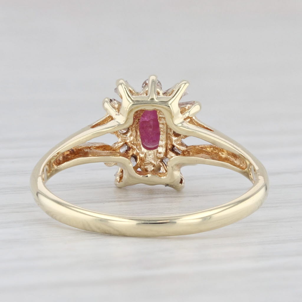 Light Gray Ruby Diamond Halo Ring 14k Yellow Gold Size 6.5