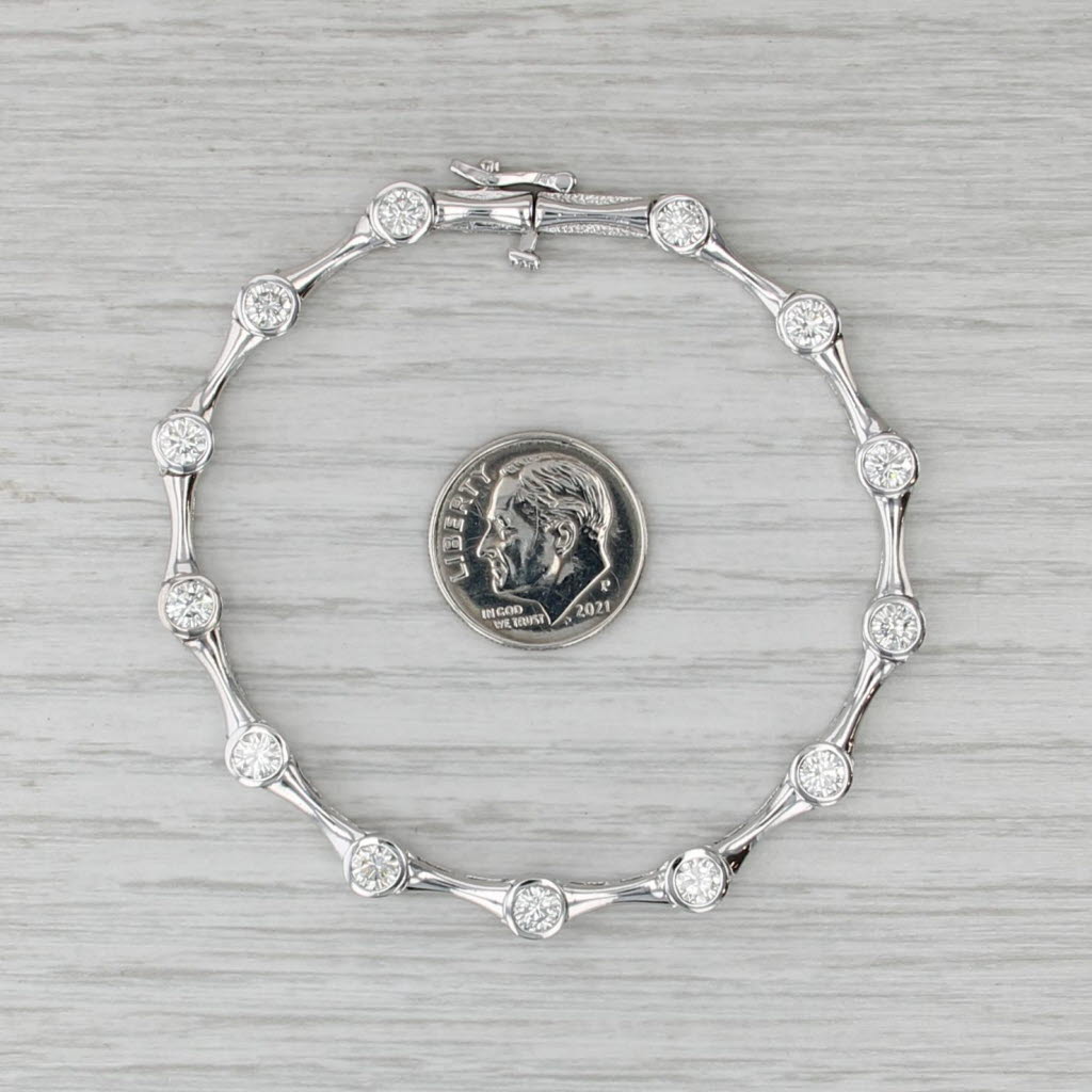 2.50ctw Diamond Tennis Bracelet 14k White Gold Bar Links 6.75" 5.1mm
