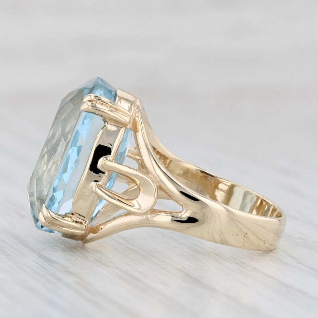 Light Gray New 16.70ct Blue Topaz Ring 14k Yellow Gold Size 7.5 Oval Solitaire
