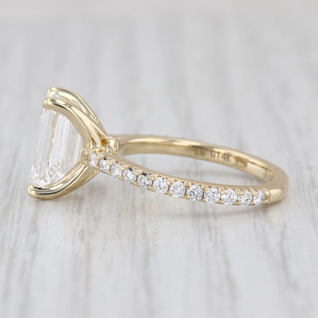 New IGI 3.58ctw Emerald Cut Lab Grown Diamond Engagement Ring 14k Yellow Gold