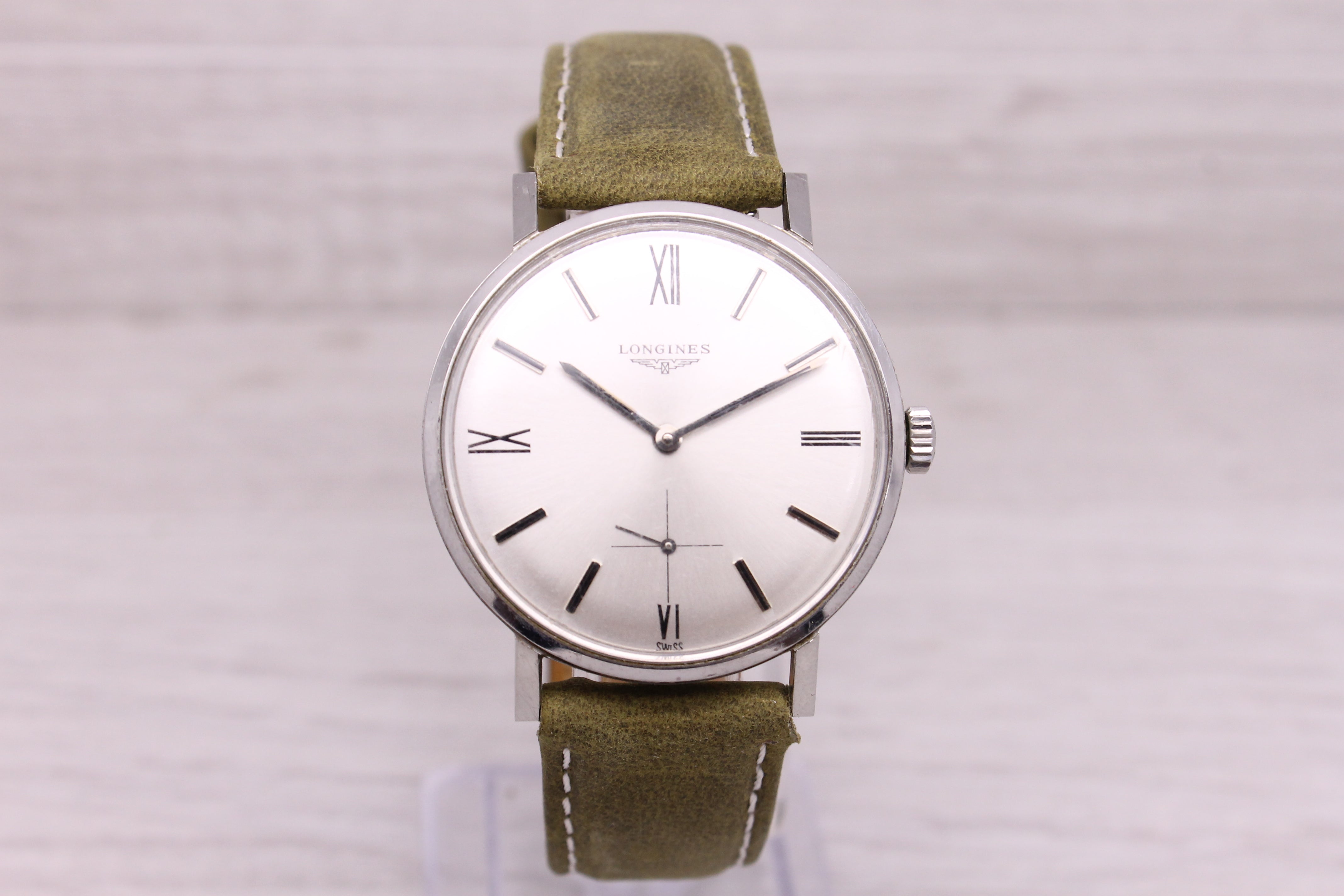 Thistle Vintage c.1967 Longines 35mm Stainless Steel Manual Mens Watch ORIGINAL Dial 302