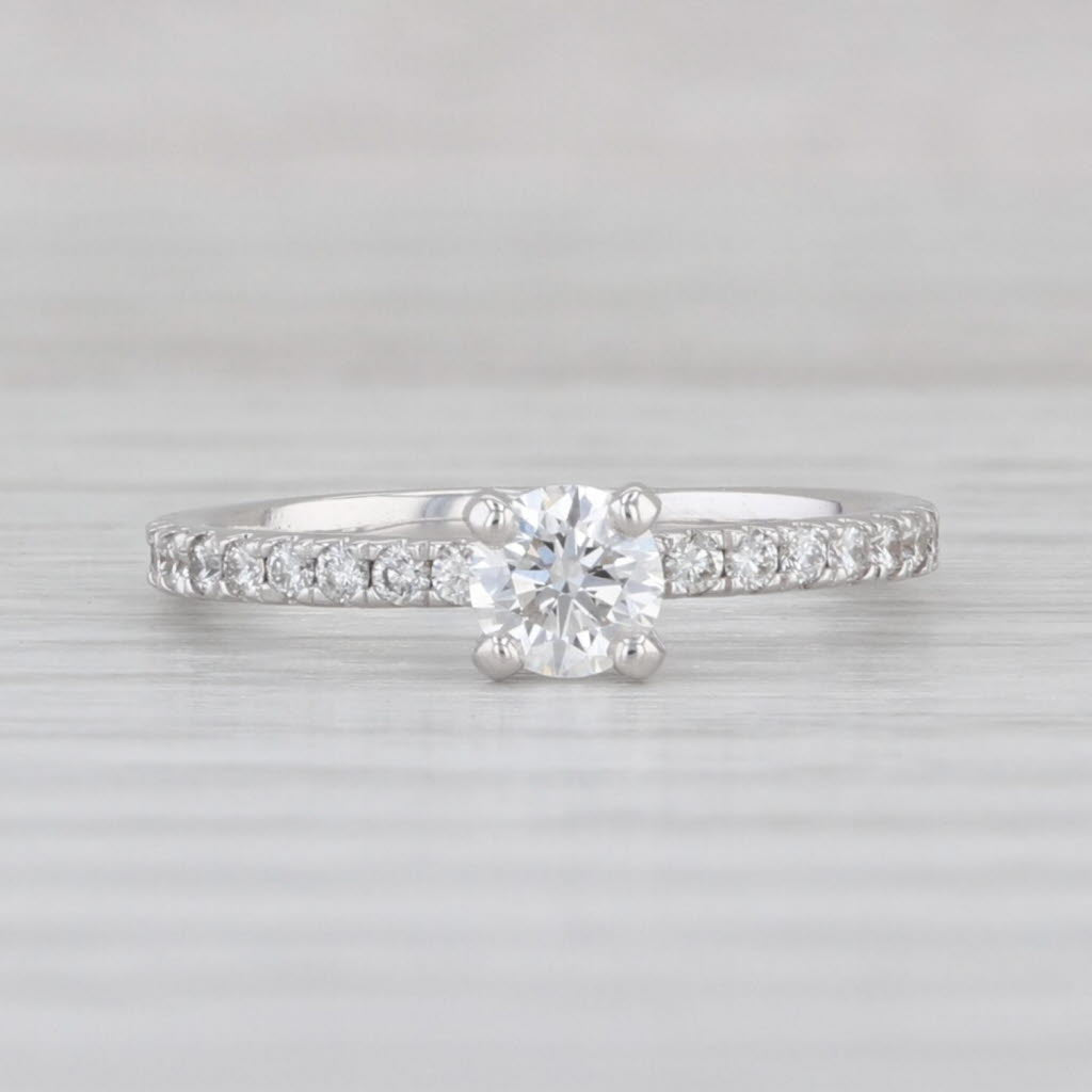 0.40ctw Round Diamond Engagement Ring 18k White Gold Small Size 3