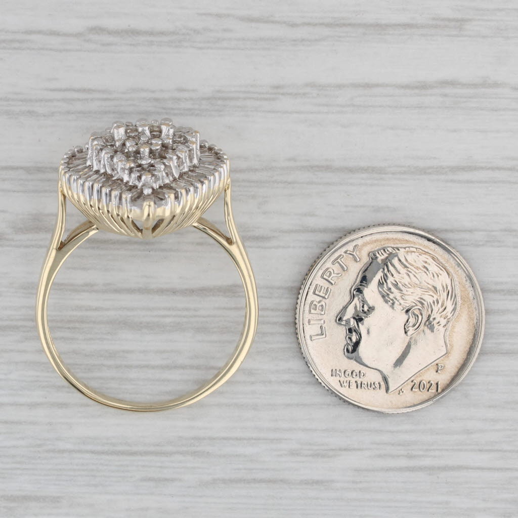 Gray 1.02ctw Teardrop Diamond Ring 10k Gold Size 8.75 Cluster Cocktail