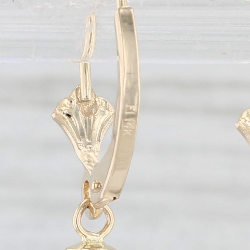 Light Gray Saltwater Cultured Pearl Drop Earrings 14k Yellow Gold Lever Backs