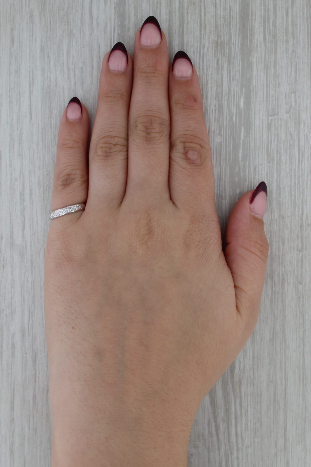 Woven Pattern Band Ring 14k White Gold Size 5 Stackable Wedding