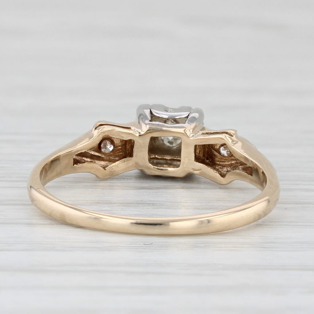 Light Gray Vintage Diamond Engagement Ring 14k Yellow Gold Size 6.25