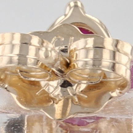 1ctw Ruby Stud Earrings 14k Yellow Gold Flower Studs