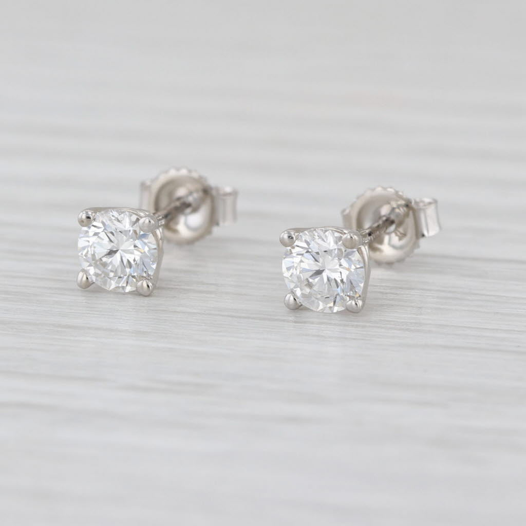 IGI 0.71ctw Lab Grown Diamond Stud Earrings 14k White Gold Round Solitaire Studs