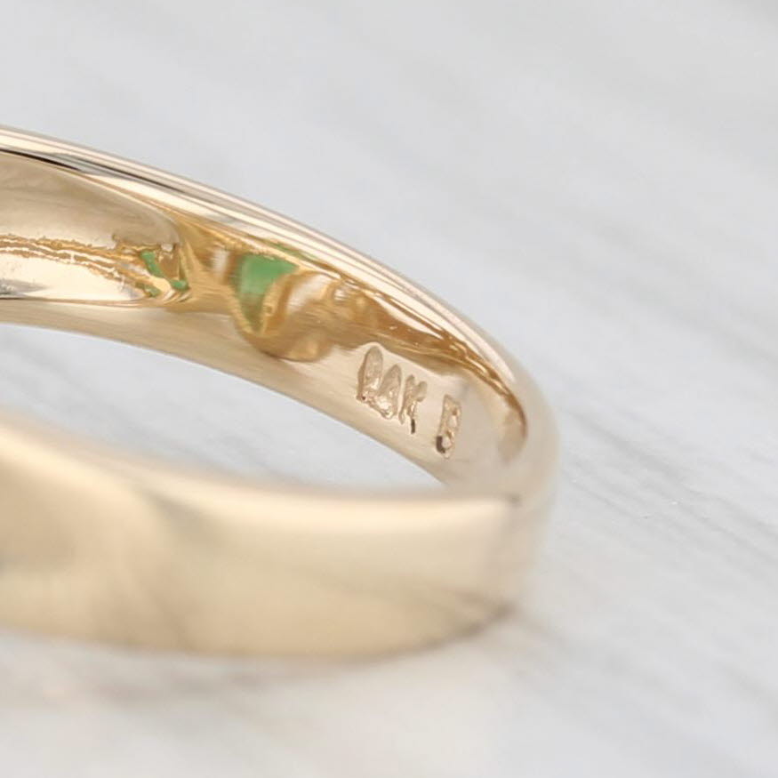 Light Gray 0.63ctw 3-Stone Emerald Diamond Ring 14k Yellow Gold Size 6.5