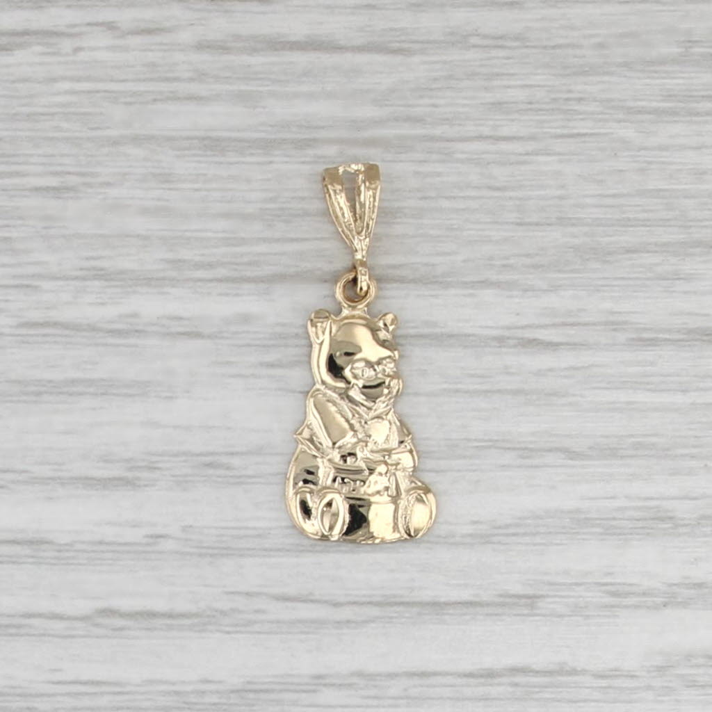 Winnie the Pooh w/ Honey Pot Pendant 10k Yellow Gold Cartoon Keepsake