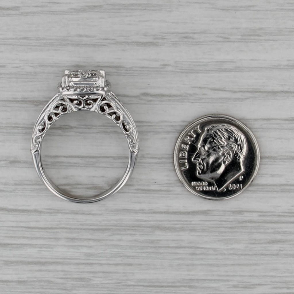 1.15ctw Diamond Halo Engagement Ring 10k White Gold Size 7.75