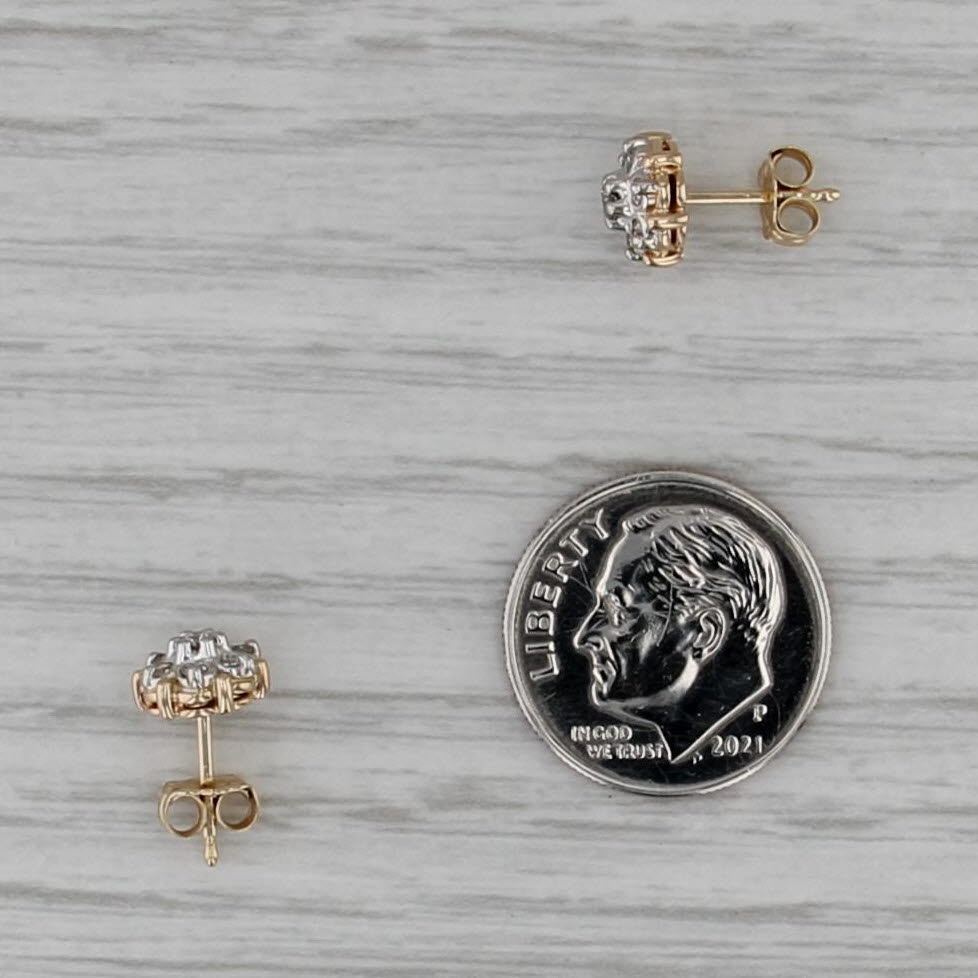 0.18ctw Diamond Flower Stud Earrings 14k Yellow Gold Floral Studs