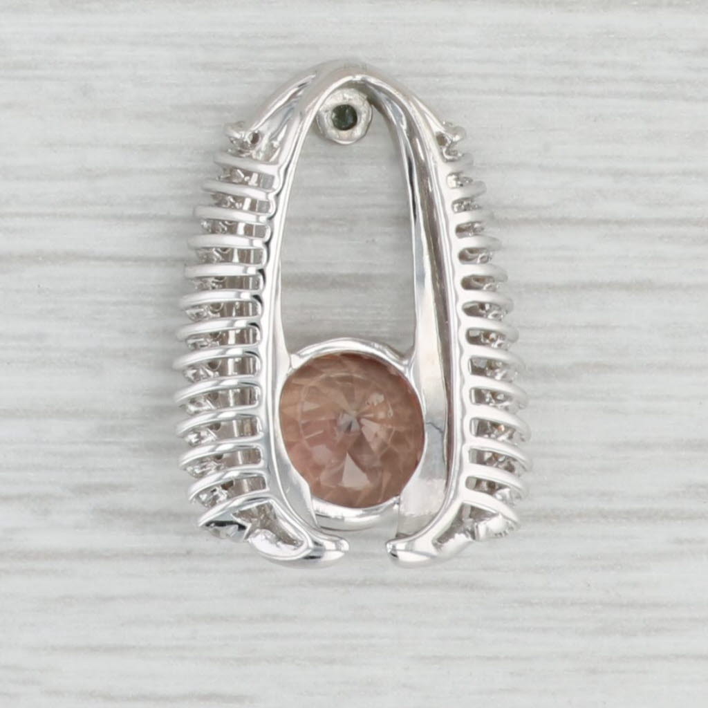 New 2.83ctw Brown Zircon Diamond Pendant 14k White Gold Floating Drop