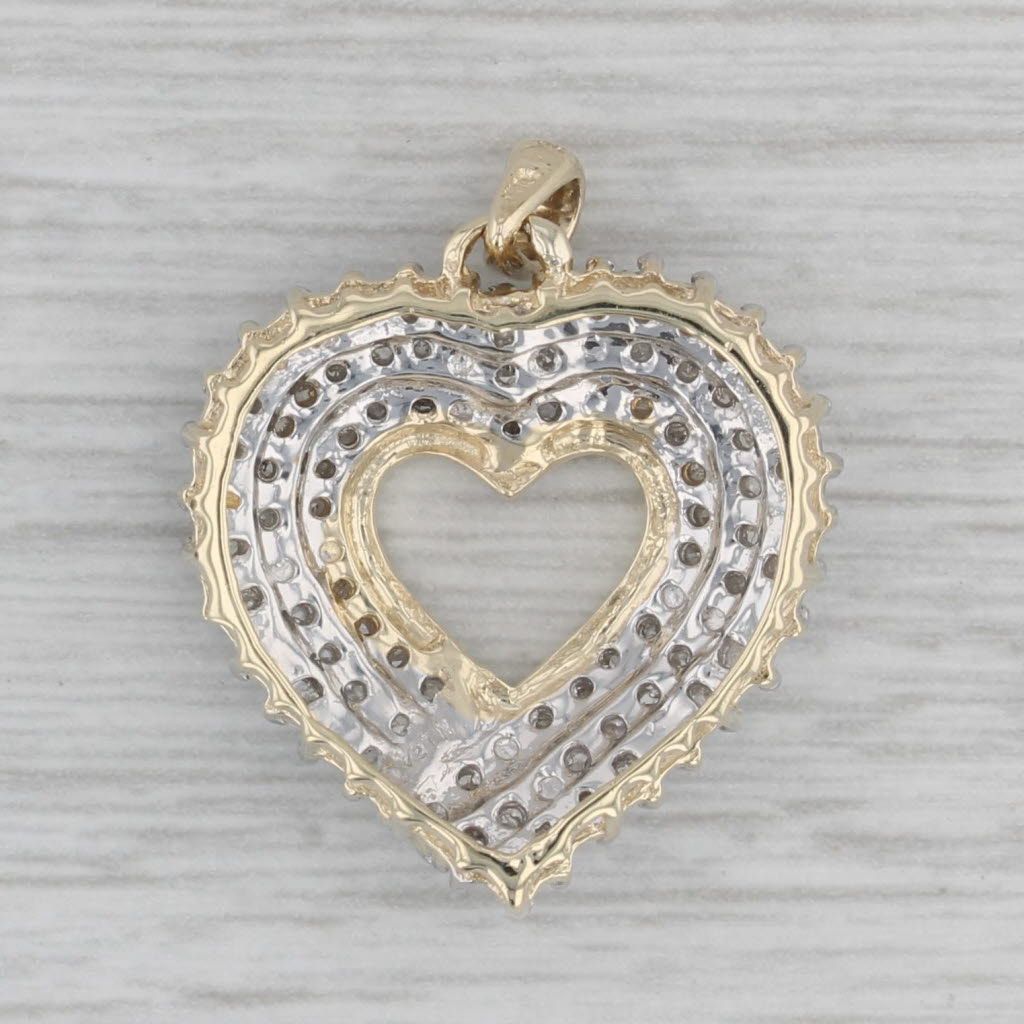 Gray 0.27ctw Diamond Open Heart Pendant 10k Yellow Gold